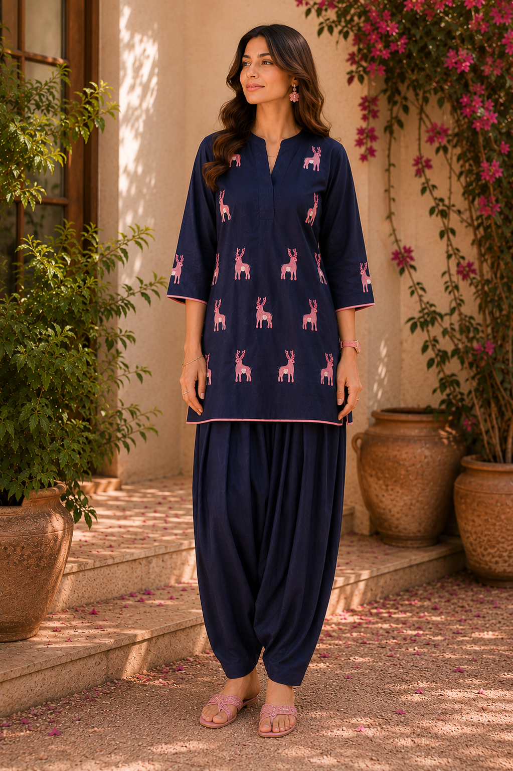 Reindeer Embroidered Co-Ord Set