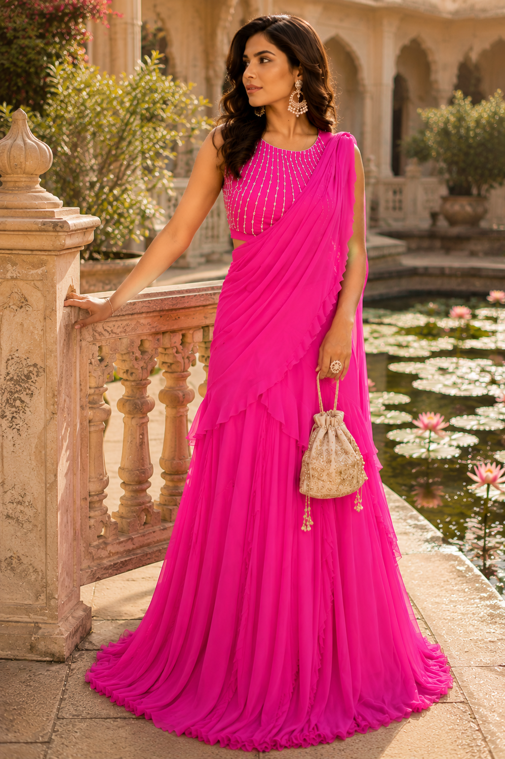 Pearl Embellished Drape Saree