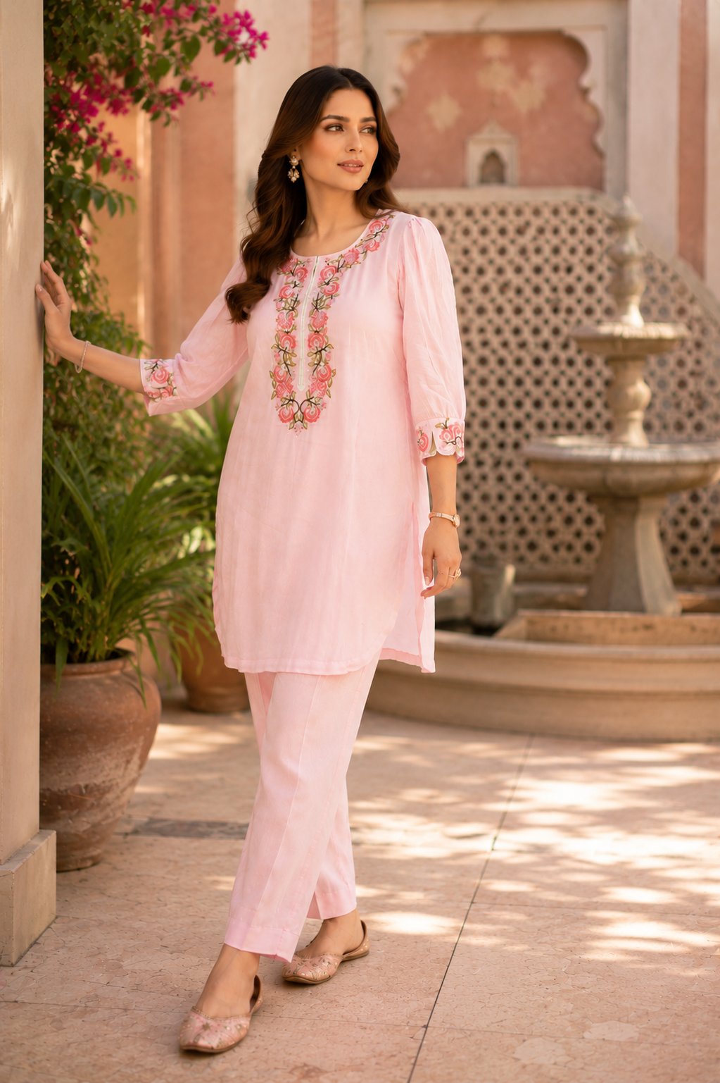 Floral Bead Embroidered Kurta Set