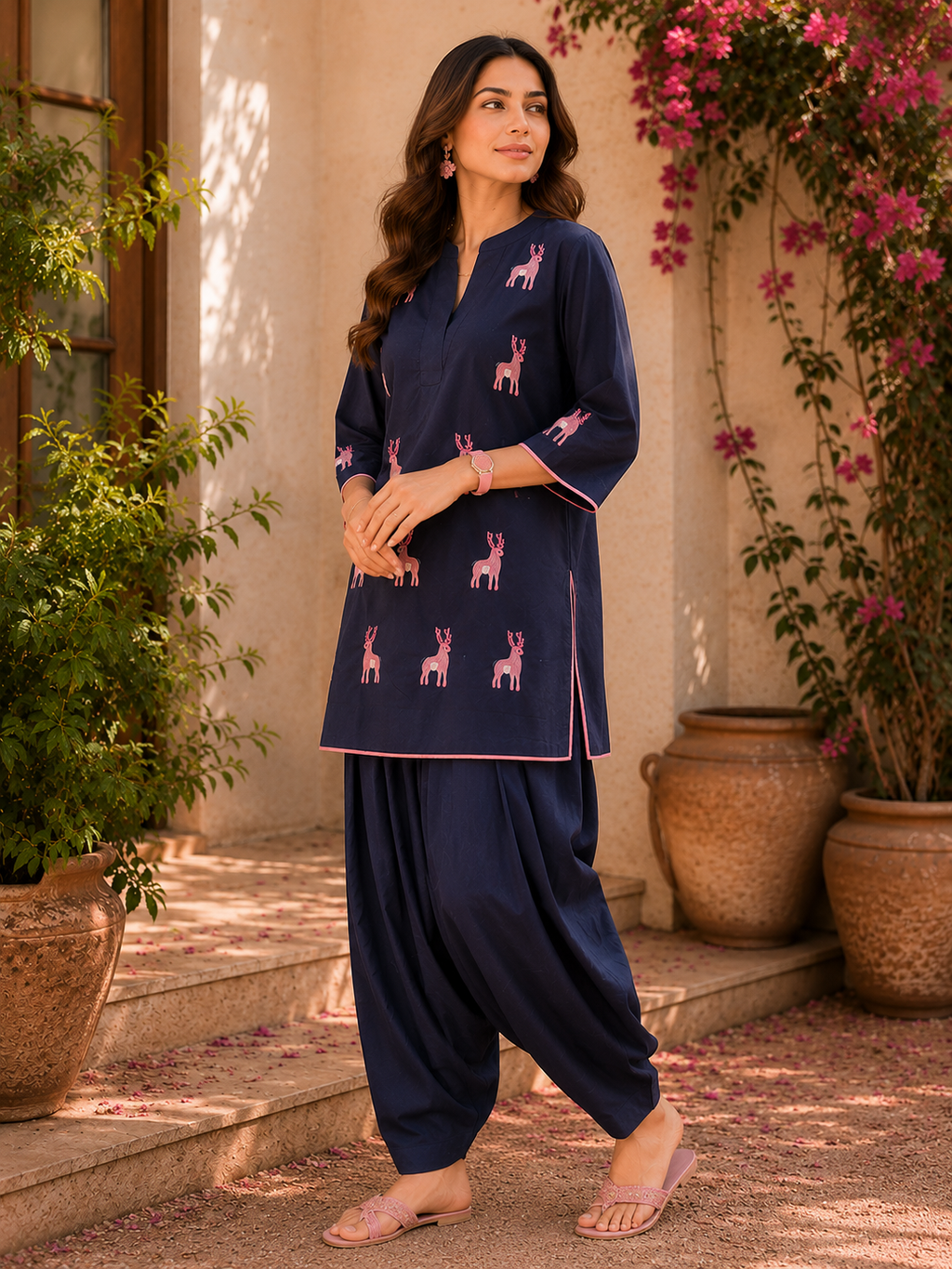 Reindeer Embroidered Co-Ord Set