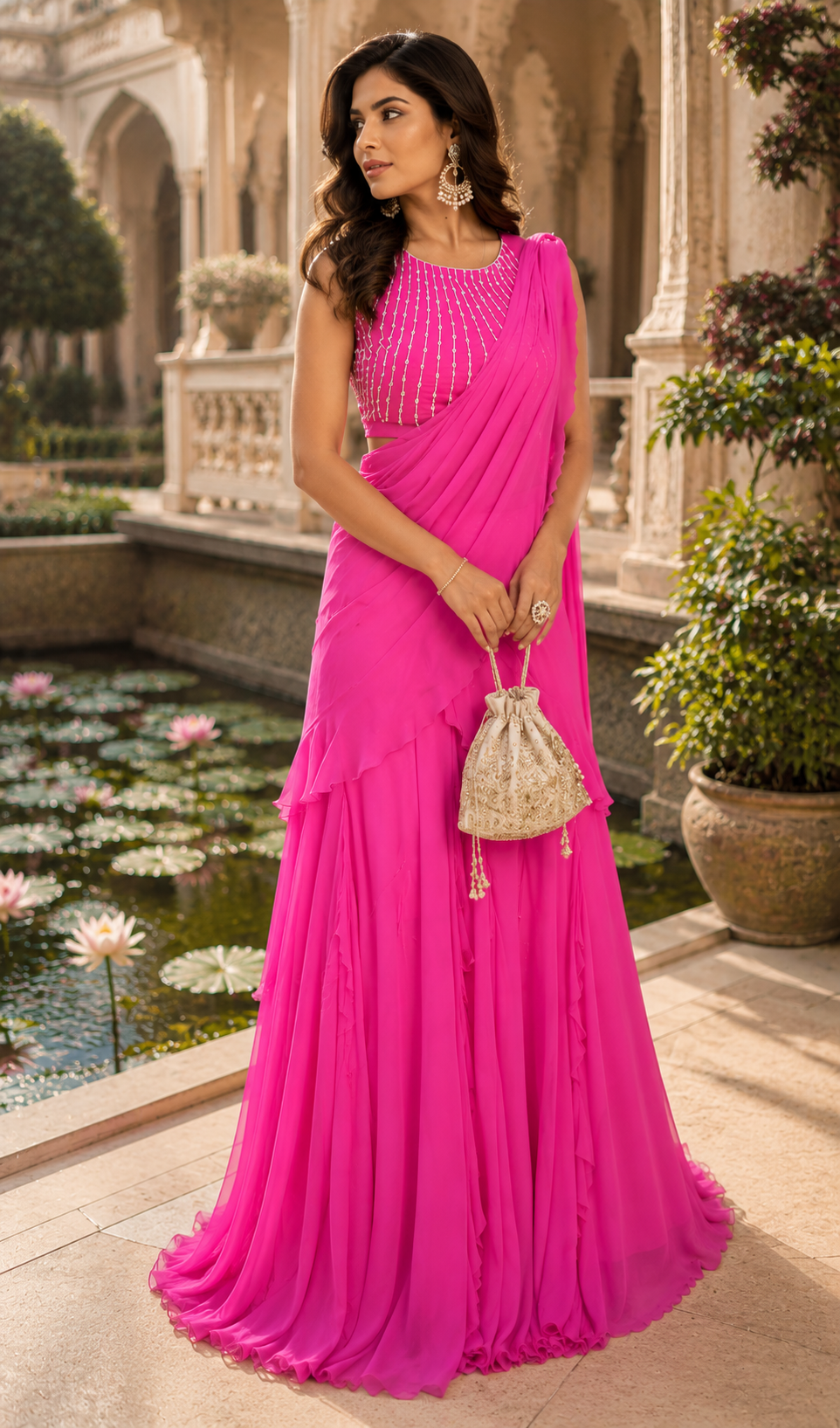 Pearl Embellished Drape Saree