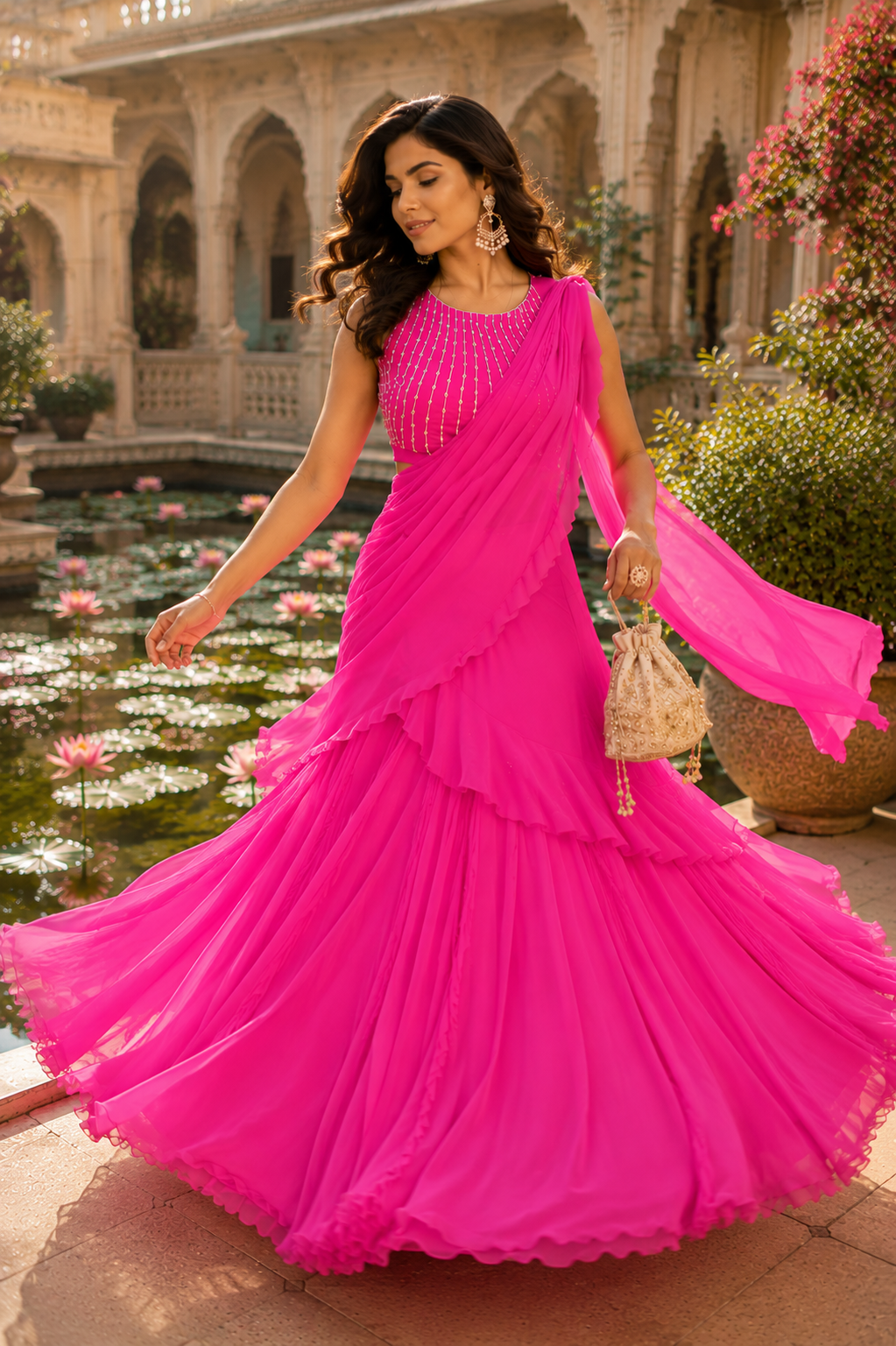 Pearl Embellished Drape Saree