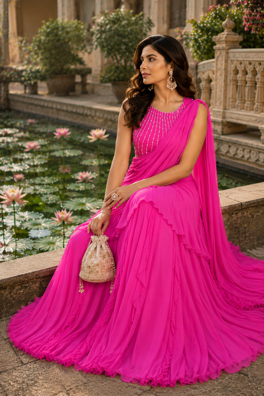 Pearl Embellished Drape Saree
