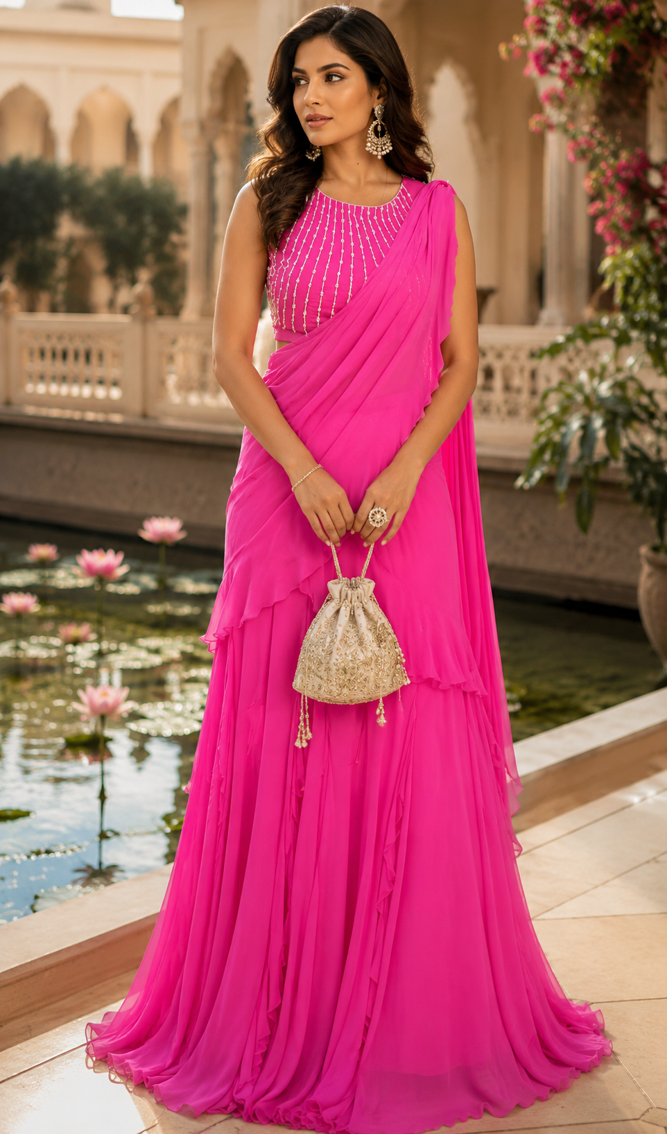 Pearl Embellished Drape Saree