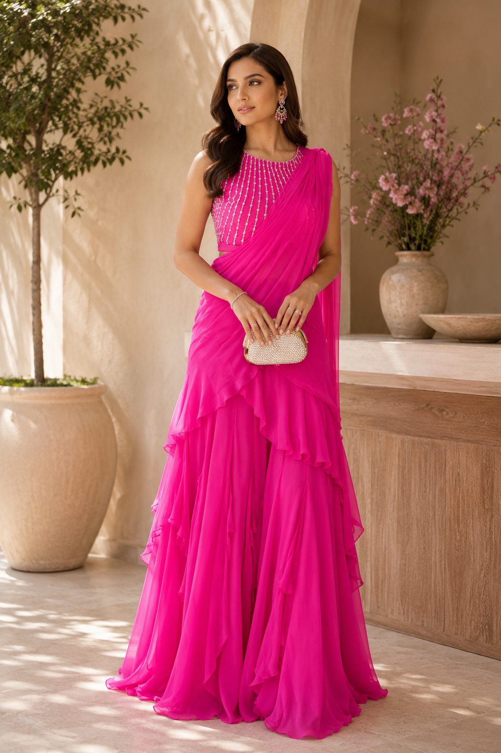 Pearl Embellished Drape Saree