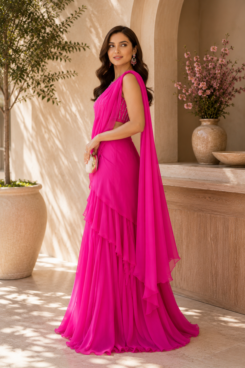 Pearl Embellished Drape Saree