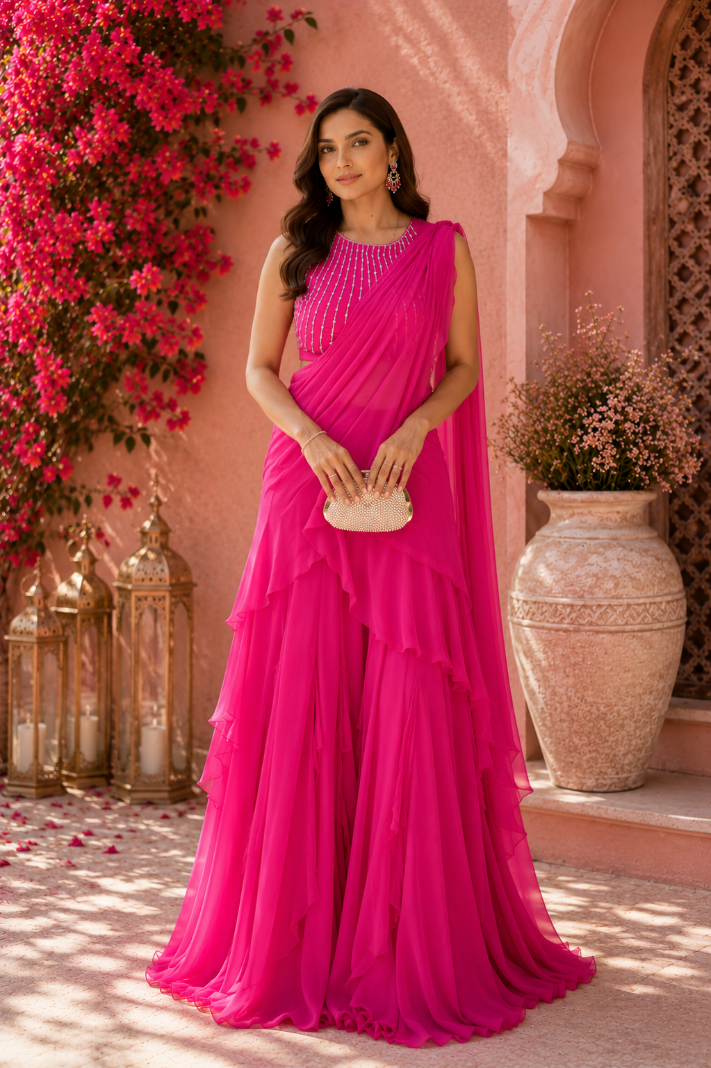 Pearl Embellished Drape Saree