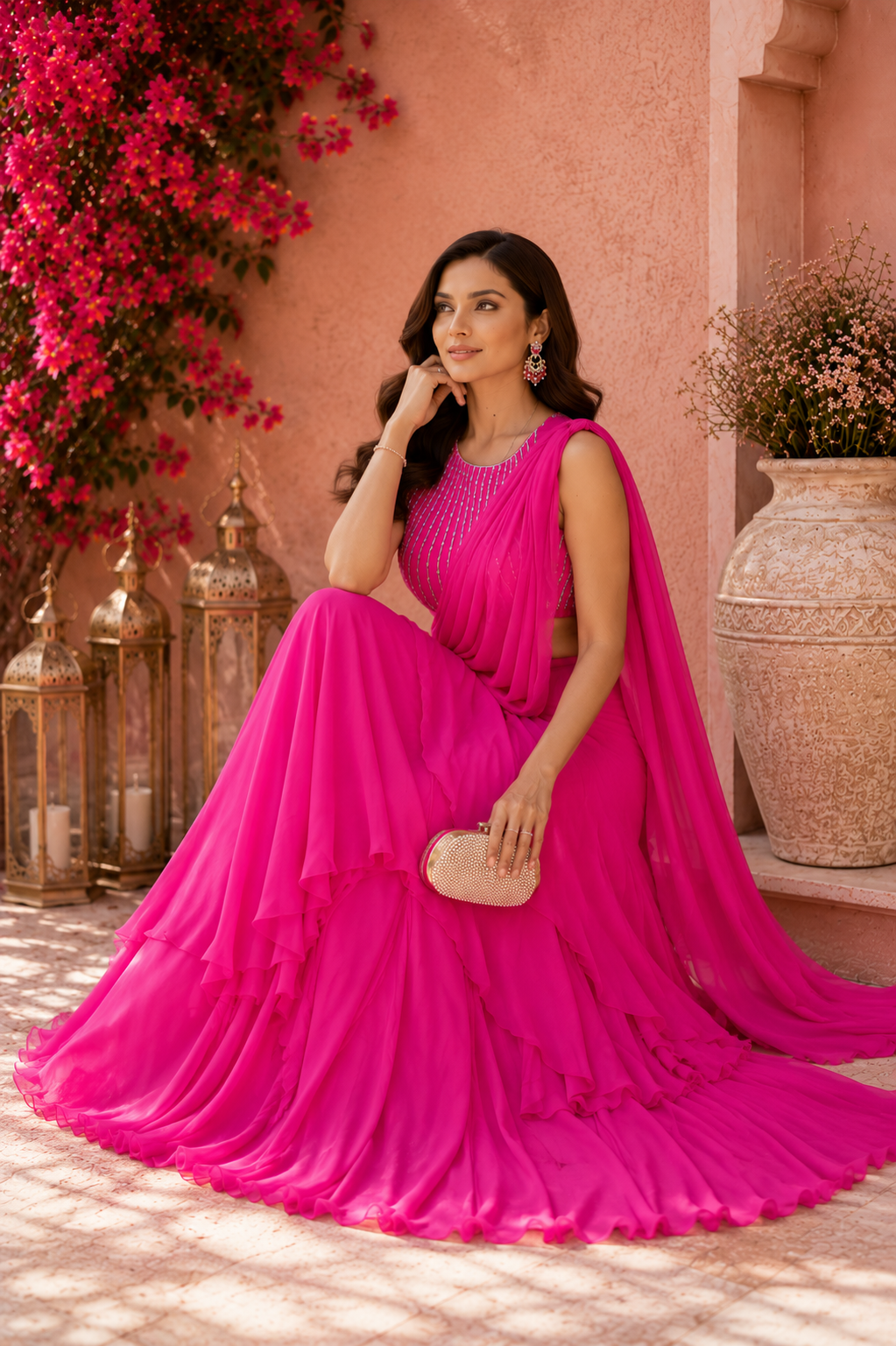 Pearl Embellished Drape Saree