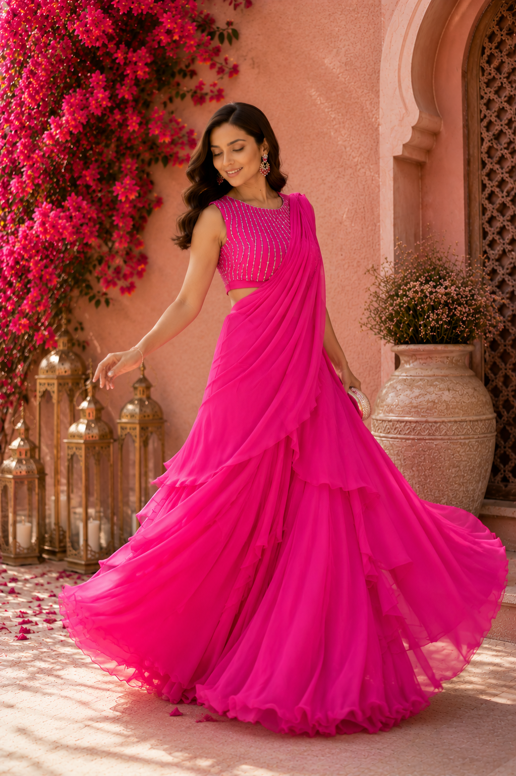Pearl Embellished Drape Saree