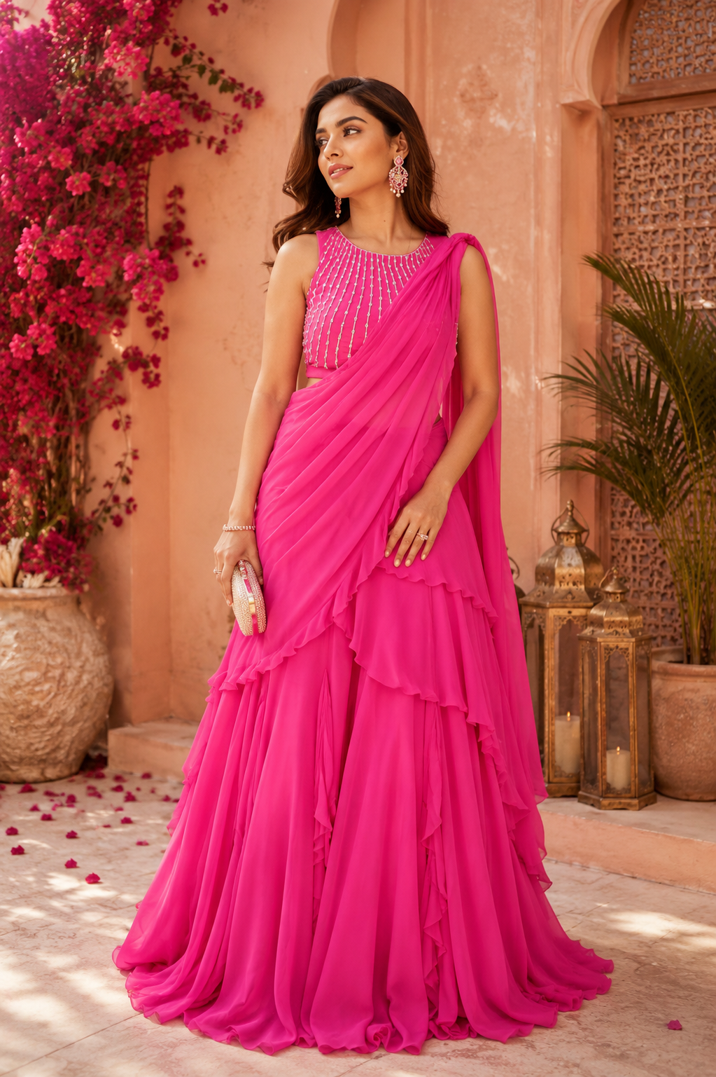 Pearl Embellished Drape Saree