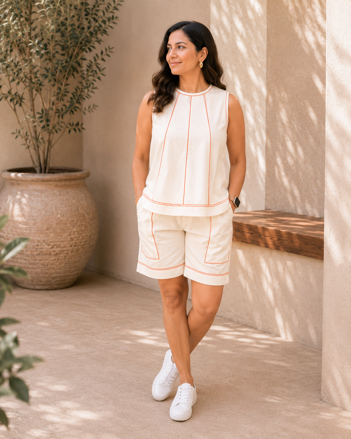 Contrast Stitch Shorts Set